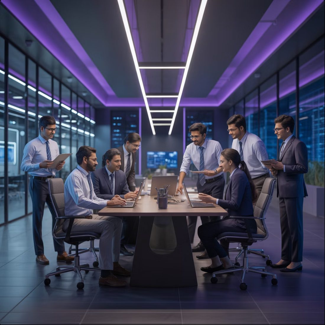 A diverse team of Indian legal and technology professionals collaborating